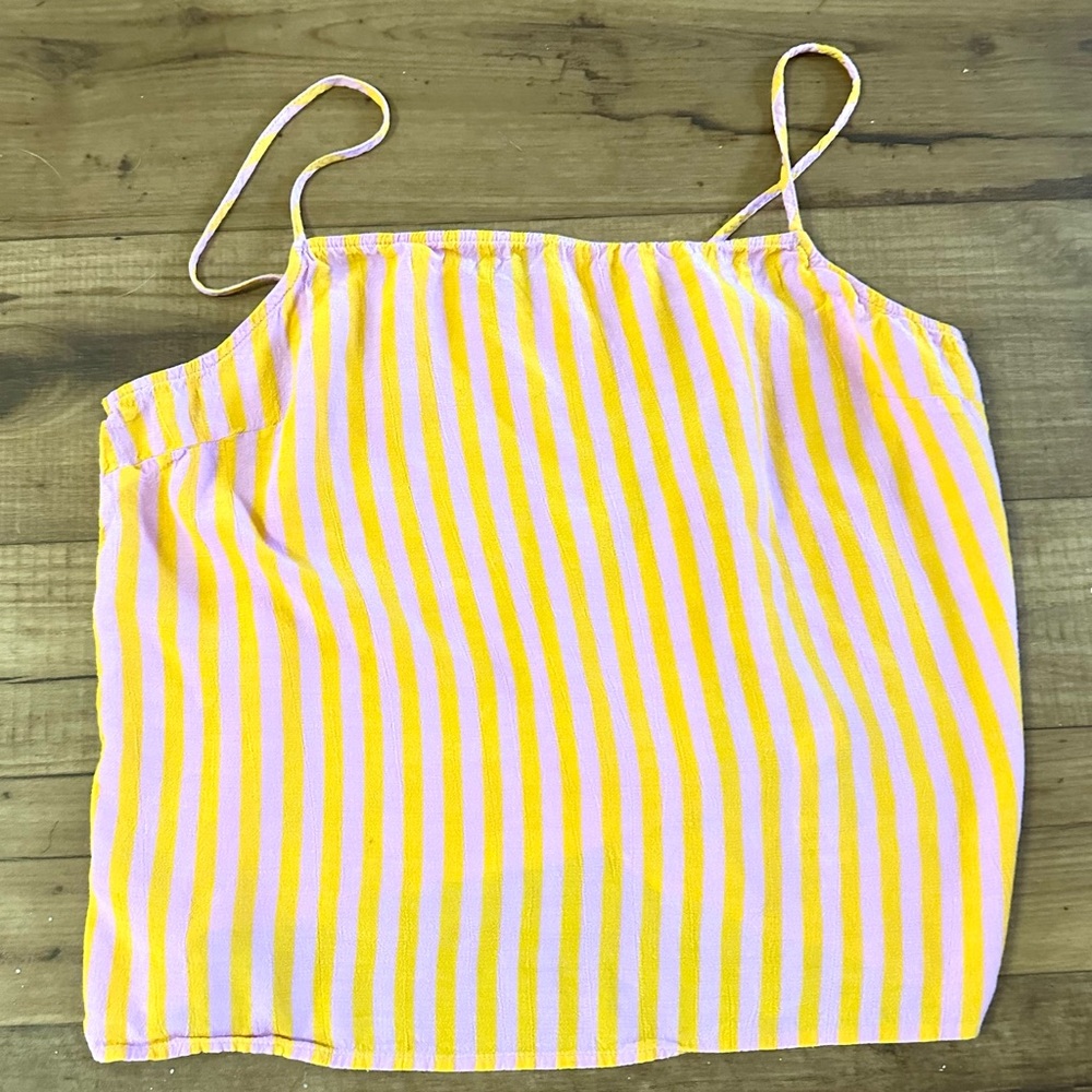 Topshop Yellow Pink Striped Camisole Tank Top Size US 10 Lightweight Summer
